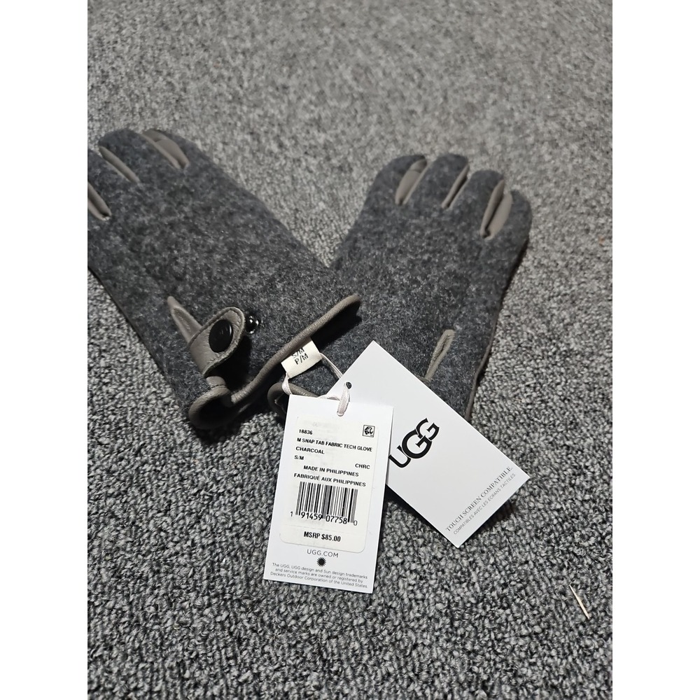 UGG Mens Charcoal Knit Tech Gloves Medium M